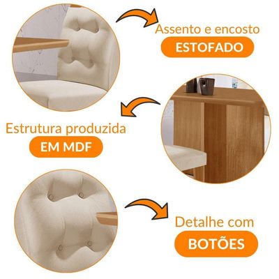 Mesa Olimpia 120 Mdf Com 4 Cadeiras Carol Veludo Creme Naturalle