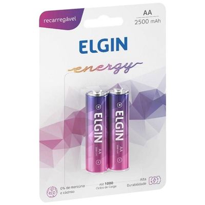 Pilha Pequena Aa Recarregável 2500mah Embalagem Com 2 Peças - 91100 - Elgin