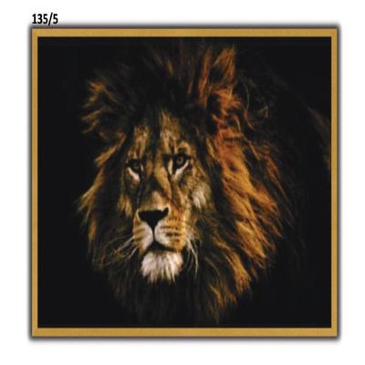 Quadro Decorativo Leao Realista Africana Motivacao Grande 70cm Dourado Moldura Sala Consultorio