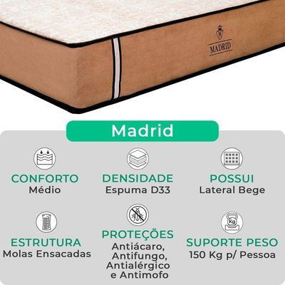 Cama Box Baú Solteirão Preto E Colchão Madrid Molas Vstore