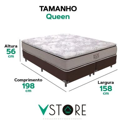 Cama Box Queen E Colchão Four Season Molas V-store Marrom