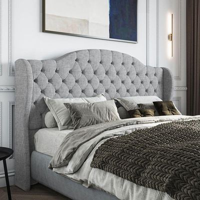Cabeceira Estofada Queen 160 Cm Cristal Linho Cinza