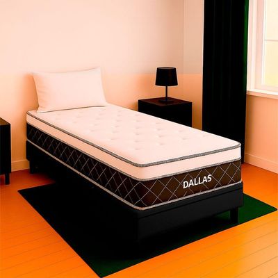 Cama Box Baú Solteirão E Colchão Dallas Molas V-store Cor:preto