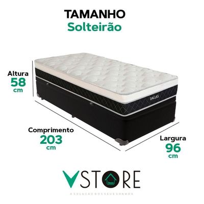 Cama Box Baú Solteirão E Colchão Dallas Molas V-store Cor:preto