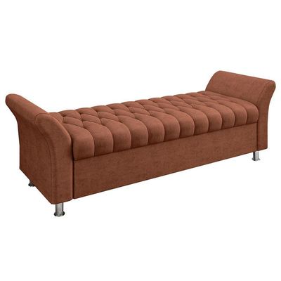 Recamier Puff Estofado Queen 160 Cm ágata Veludo Terracota