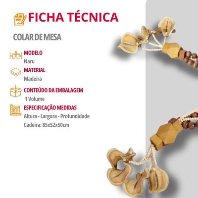 Colar De Mesa Decorativo Naru 117 Cm Moderna Mobília Marrom / Natural