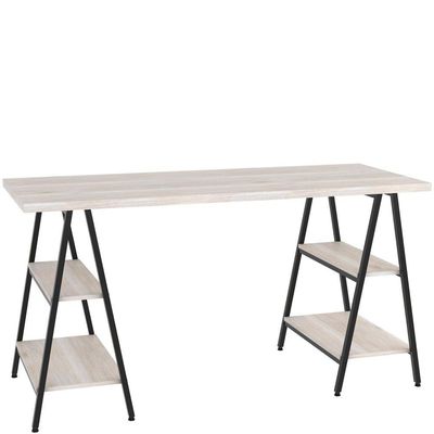 Mesa Para Escritório Estilo Industrial Cavalete Form C01 150cm Snow - Lyam Decor