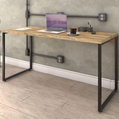 Kit Mesa Para Escritório com Estante Office Estilo Industrial Form C01 150 cm Carvalho - Lyam Decor