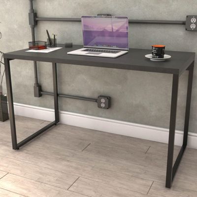 Kit 02 Mesas Para Escritório Home Office Estilo Industrial Form C01 120 cm Preto Onix - Lyam Decor