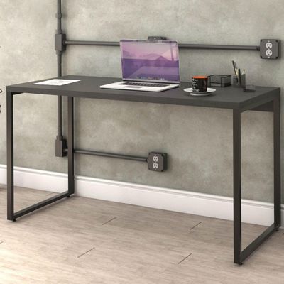Kit 02 Mesas Para Escritório Home Office Estilo Industrial Form C01 135 cm Preto Onix - Lyam Decor