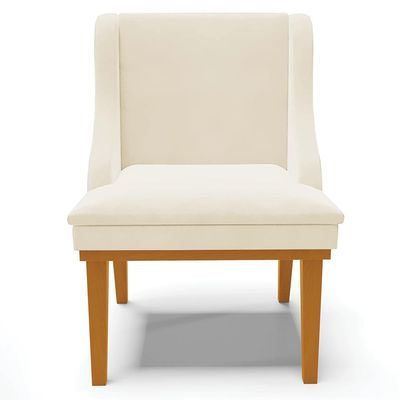 Kit 2 Cadeiras Decorativas Sala de Jantar Base Fixa de Madeira Firenze Veludo Bege/Castanho G19 - Gran Belo