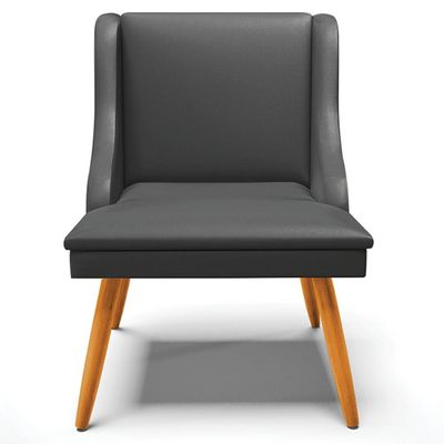 Kit 2 Cadeiras Decorativas Sala de Jantar Pés Palito de Madeira Firenze PU Preto Fosco/Natural G19 - Gran Belo