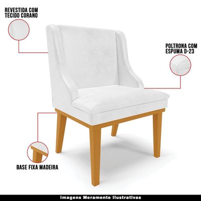 Cadeira Decorativa Sala de Jantar Base Fixa de Madeira Firenze PU Branco Brilho/Castanho G19 - Gran Belo