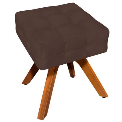 Puff Decorativo Base Giratória Karen Suede Marrom - Gran Belo