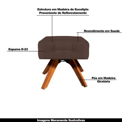 Puff Decorativo Base Giratória Karen Suede Marrom - Gran Belo