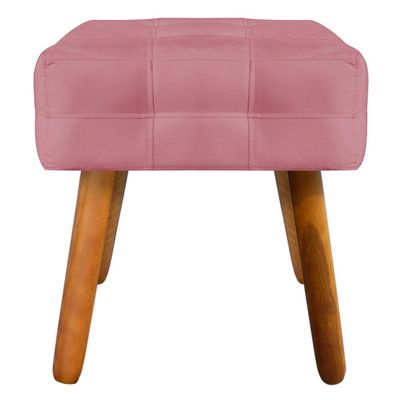 Puff Decorativo Pés Palito Karen Suede Rosê - Gran Belo