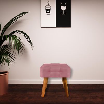 Puff Decorativo Pés Palito Karen Suede Rosê - Gran Belo