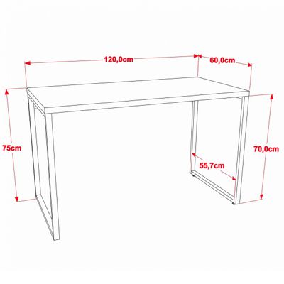 Kit 02 Mesas Para Escritório Home Office Estilo Industrial Form C01 120 cm Nogal - Lyam Decor