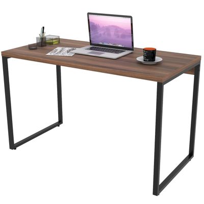 Kit 02 Mesas Para Escritório Home Office Estilo Industrial Form C01 120 cm Nogal - Lyam Decor