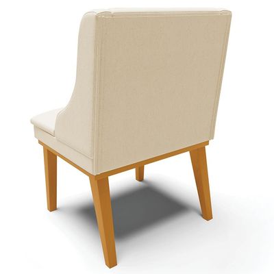 Kit 5 Cadeiras Decorativas Sala de Jantar Base Fixa de Madeira Firenze Linho Bege/Castanho G19 - Gran Belo
