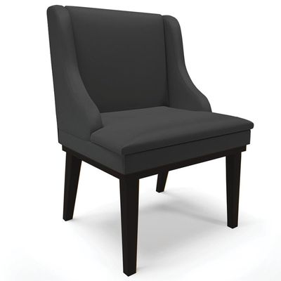 Cadeira Decorativa Sala de Jantar Base Fixa de Madeira Firenze PU Preto Fosco G19 - Gran Belo