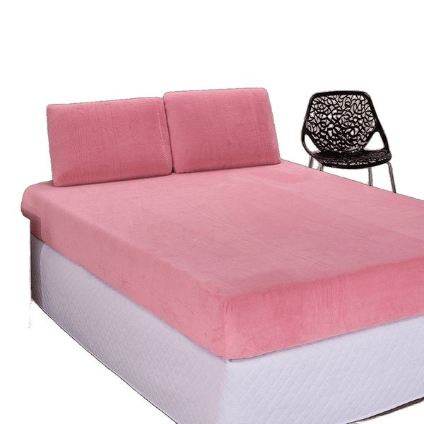 Jogo de Lençol Solteiro em Manta Plush 2 Peças - Rosa - 100% Poliéster
