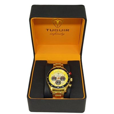 Relógio Tuguir Masculino Ref: Tgi37115 Cronógrafo Aço Dourado