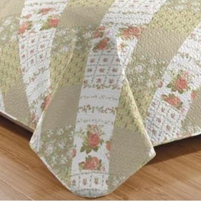 Kit Cobre Leito Colcha Mix King Estampado Dupla Face Floral 3 Peças - Janaína