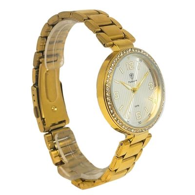 Relógio Tuguir Feminino Ref: Tg30386 Dourado Estojo Porta Jóias