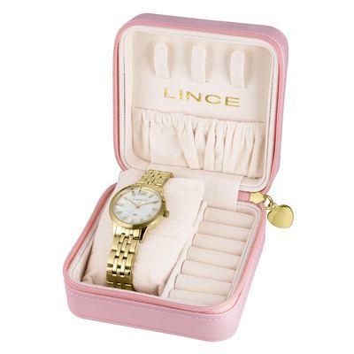 Relógio Lince Feminino Ref: Lrgh226l32 B2kx Dourado Estojo Porta Joia