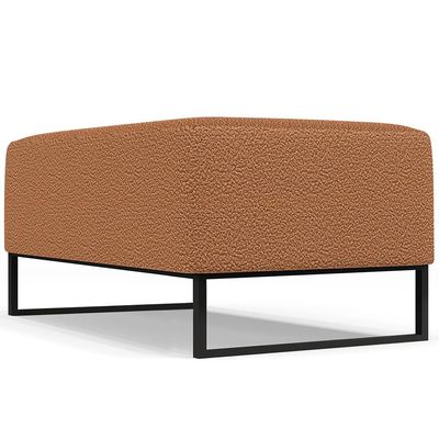 Puff Decorativo Sala De Estar Cléo 90cm Base De Ferro Preto W01 Bouclê Terracota - Lyam Decor