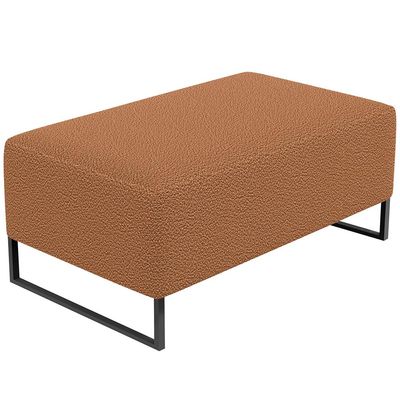 Puff Decorativo Sala De Estar Cléo 90cm Base De Ferro Preto W01 Bouclê Terracota - Lyam Decor