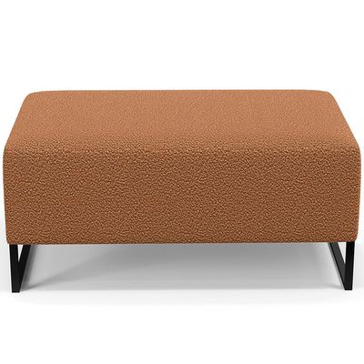 Puff Decorativo Sala De Estar Cléo 90cm Base De Ferro Preto W01 Bouclê Terracota - Lyam Decor