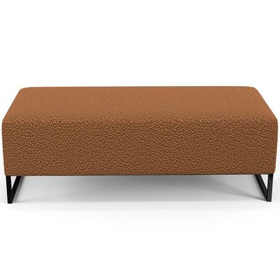 Kit 02 Puffs Decorativo Sala de Estar Bali W01 Base Ferro 120x50 cm Bouclê Terracota - Lyam Decor