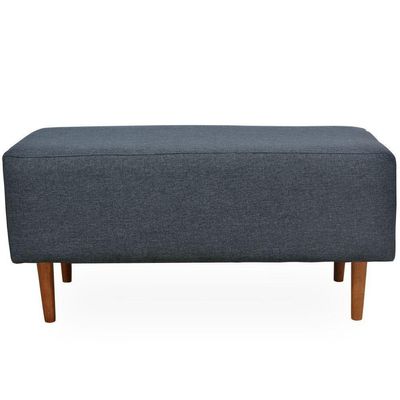 Puff Decorativo Sala de Estar Cléo W01 Pés Palito 90 cm Linho Chumbo - Lyam Decor