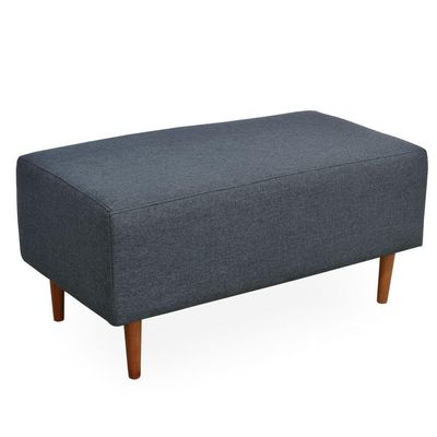 Puff Decorativo Sala de Estar Cléo W01 Pés Palito 90 cm Linho Chumbo - Lyam Decor