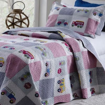 Kit Cobre Leito Colcha Solteiro Infantil Studio Dupla Face Estampado 2 Peças - Carros - Cinza