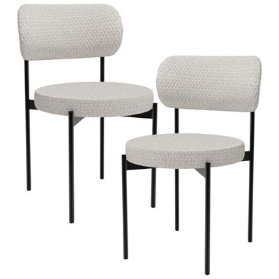 Kit 02 Cadeiras Estofadas Para Sala De Jantar Louvre L02 Bouclê Cru - Lyam Decor