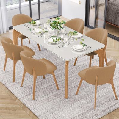Kit 02 Cadeiras de Jantar e Estar Living Estofada Mia L02 Bouclê Mostarda - Lyam Decor