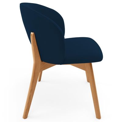 Kit 02 Cadeiras de Jantar e Estar Living Estofada Mia L02 Suede Azul Marinho - Lyam Decor