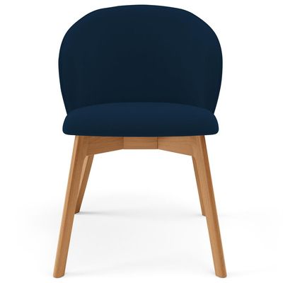 Kit 02 Cadeiras de Jantar e Estar Living Estofada Mia L02 Suede Azul Marinho - Lyam Decor