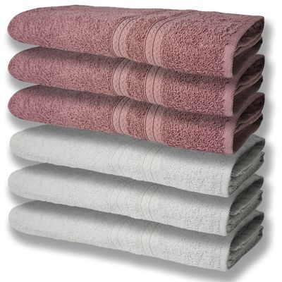 6 Toalhas Grande Super Felpudas e Grossa Algodão 80x150 Branco+Rosê