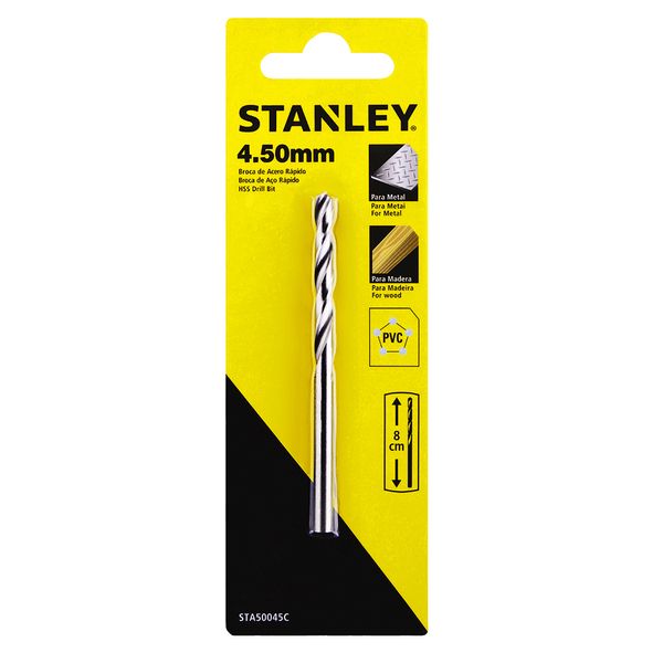 Broca Para Metal 4,5mm X 78mm Encartelada Stanley - STA50045C