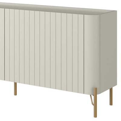 Rack Para Sala de Estar TV 75 Pol 4 Portas Brise Pés Industrial Dourado Alef I03 Luna - Lyam Decor