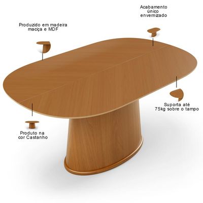 Mesa Para Sala de Jantar Valência com 06 Cadeiras Sala de Jantar Dara L02 Couríssimo Canela - Lyam Decor
