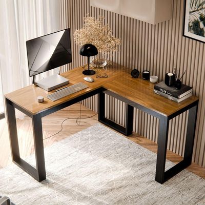 Mesa Escrivaninha Berlim De Canto Em L Para Quarto E Escritório Com Espaço Para E Computador Canela