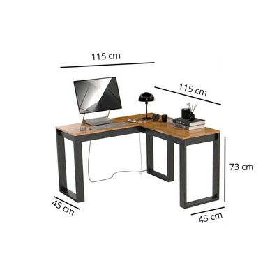 Mesa Escrivaninha Berlim De Canto Em L Para Quarto E Escritório Com Espaço Para E Computador Canela