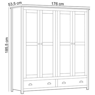 Guarda Roupa Casal 4 Portas 2 Gavetas Madeira Maciça Mazzaro F06 Branco Freijó - Lyam Decor