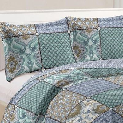 Kit Cobre Leito Colcha Casa Scarpa Mix Queen Estampado Dupla Face Floral 3 Peças - Lorena