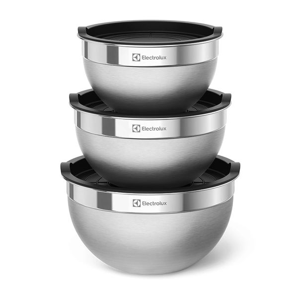 Conjunto Bowls de Inox Electrolux com Tampa Plástica 3 Peças Não se aplica